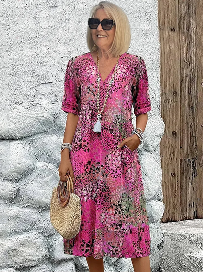 Fabinyi | Effortless Confidence and Comfort Patterned Midi Dress