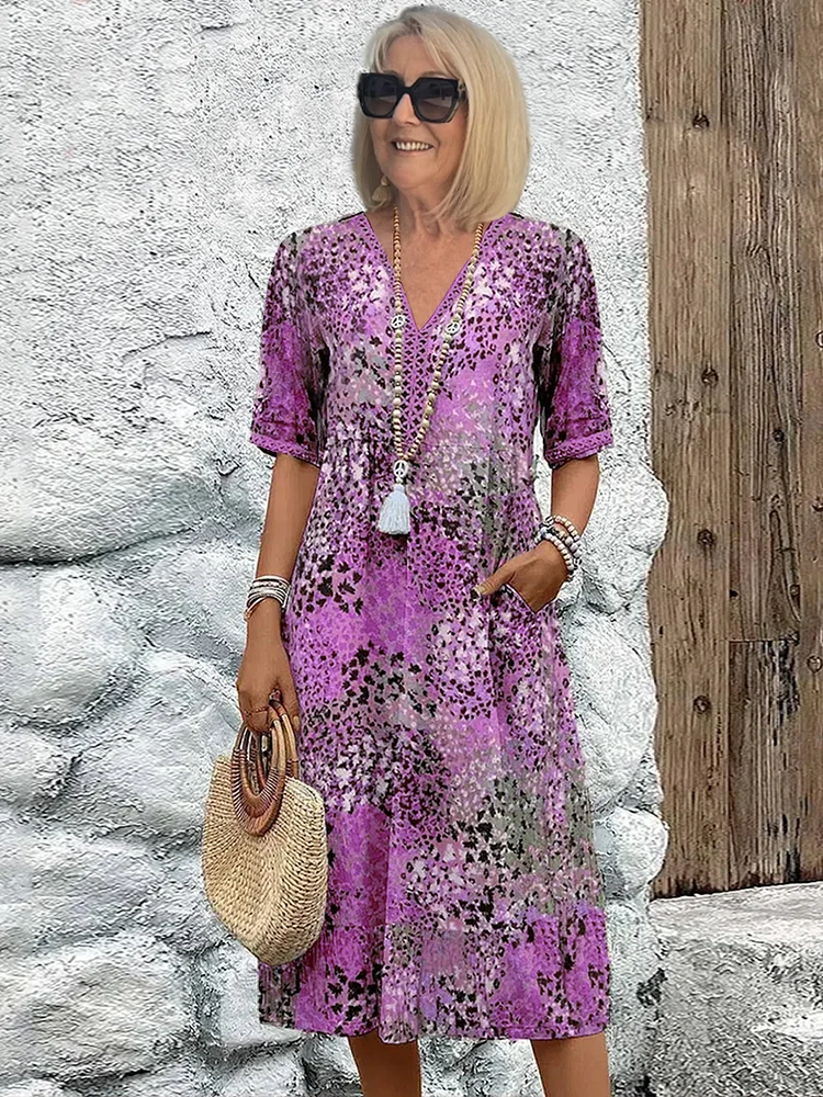 Fabinyi | Effortless Confidence and Comfort Patterned Midi Dress