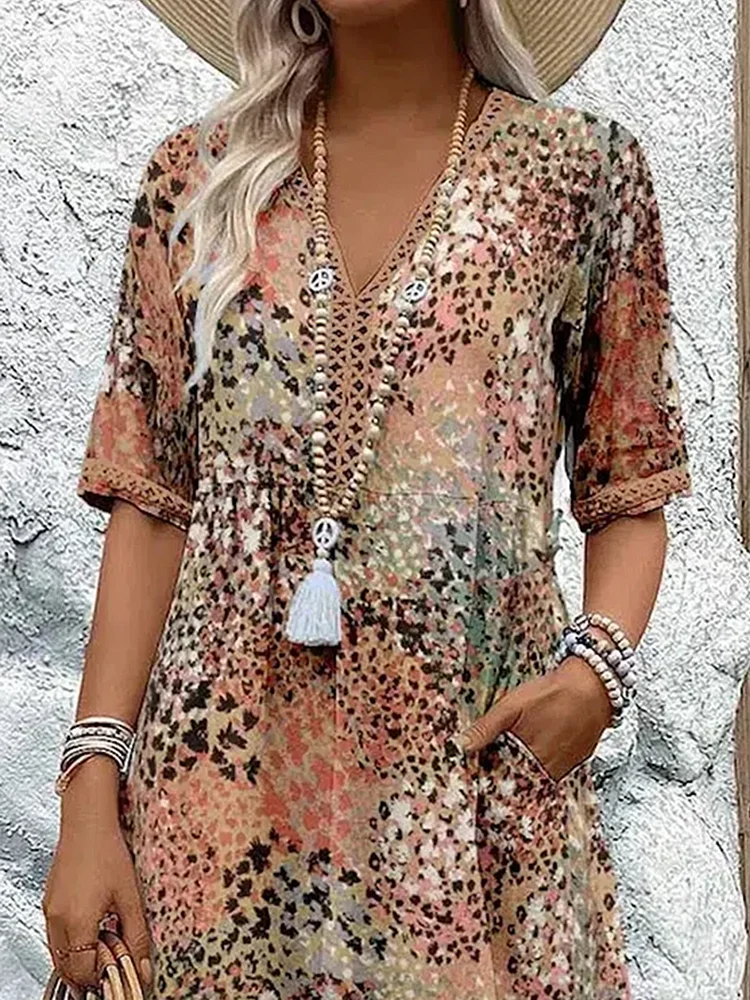 Fabinyi | Effortless Confidence and Comfort Patterned Midi Dress