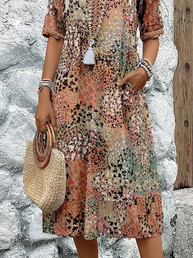 Fabinyi | Effortless Confidence and Comfort Patterned Midi Dress