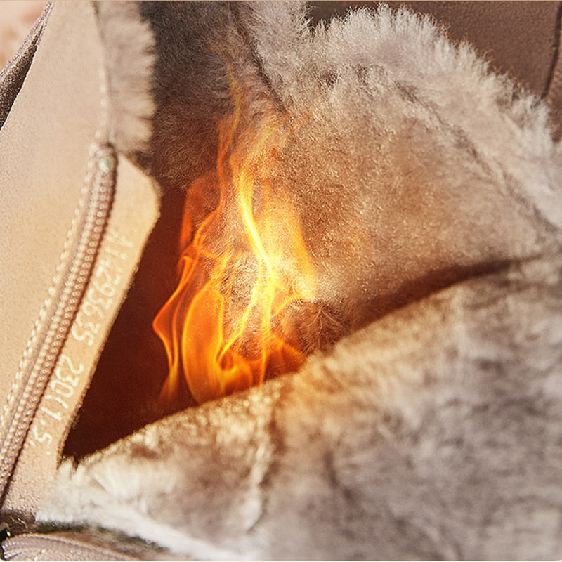 Winter Warme Damen Boots Robuste Profilsohle