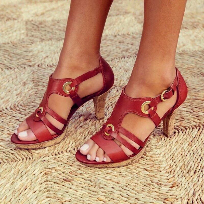 Women’s Orthopedic Strappy Sandals with Adjustable Buckle and Cushioned Sole