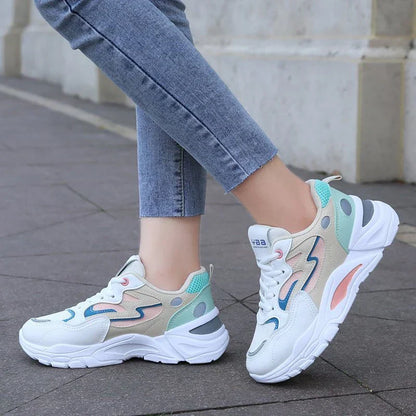 Women’s Chunky Sneakers with Multicolor Design and Cushioned Sole