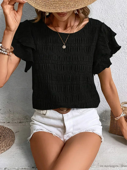 Chic Lightweight Ruffle Sleeve Blouse for Women