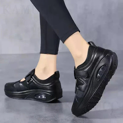 Women’s Breathable Slip On Sneakers with Velcro Strap and Cushioned Sole