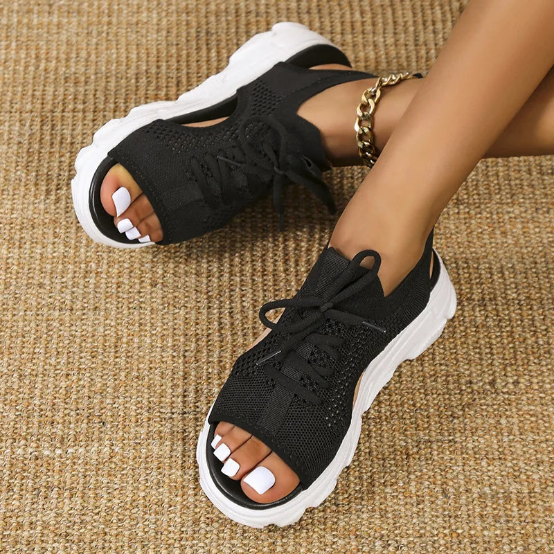 Women’s Orthopedic Cushioned Sandals with Arch Support and Lace Up Design