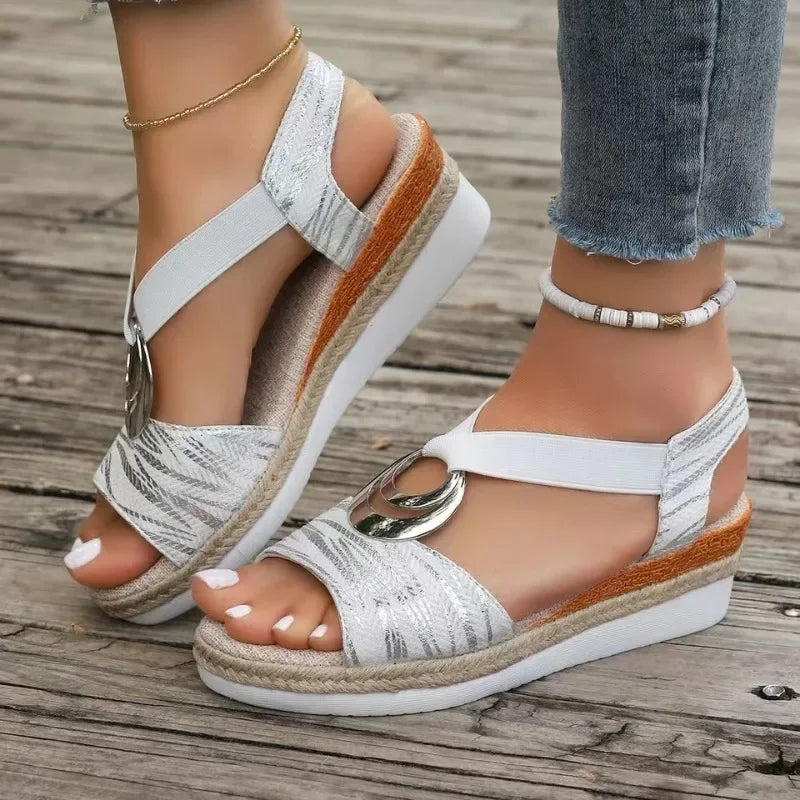 Women’s Orthopedic Wedge Sandals with Adjustable Straps and Cushioned Sole