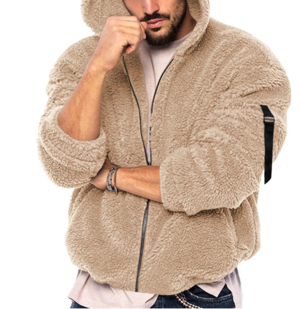 Fleece Zip Hoodie mit Lockerer Passform für Herren Winter