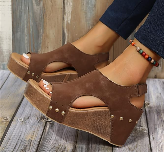 Women’s Orthopedic Block Heel Sandals with Adjustable Strap and Cushioned Sole