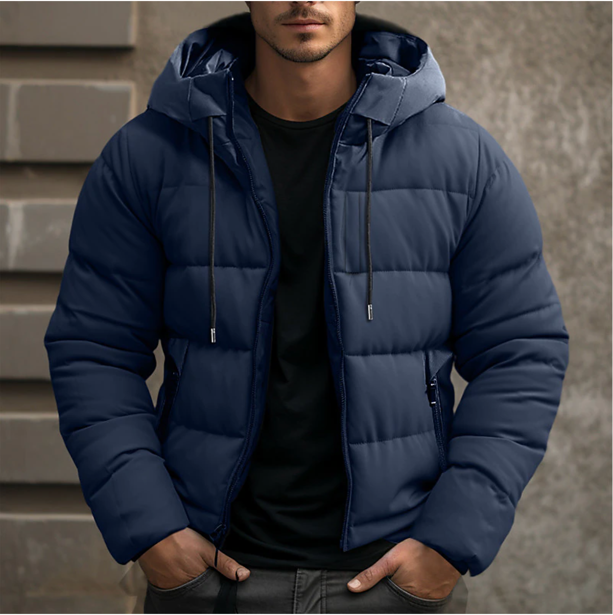 Herren Winter Jacke Weiche Gesteppt Komfort