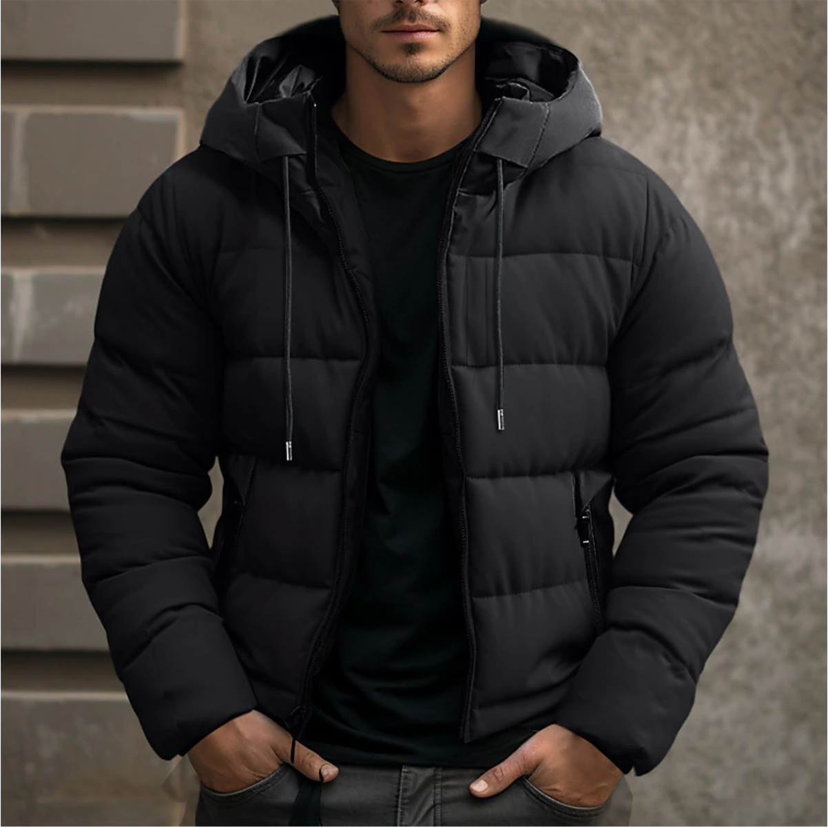 Herren Winter Jacke Weiche Gesteppt Komfort