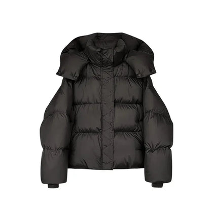 Women’s Quilted Jacket with High Collar and Hood Winter