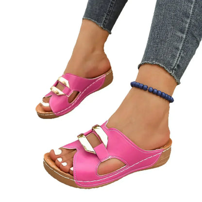 Women’s Orthopedic Platform Sandals with Adjustable Straps and Cushioned Sole