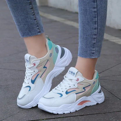 Women’s Chunky Sneakers with Multicolor Design and Cushioned Sole