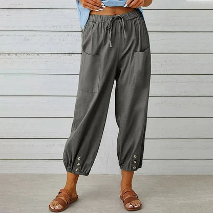 Women’s High Waist Harem Pants with Drawstring and Relaxed Fit