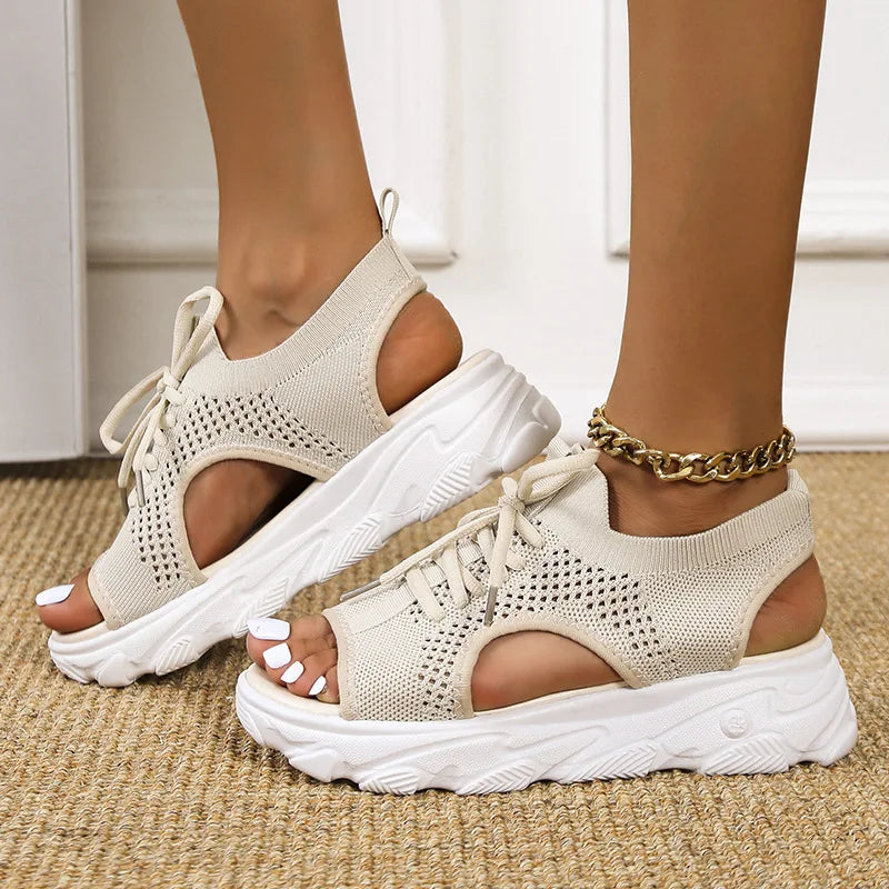 Women’s Orthopedic Cushioned Sandals with Arch Support and Lace Up Design