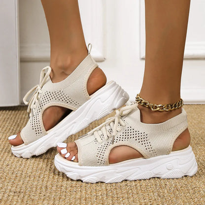 Women’s Orthopedic Cushioned Sandals with Arch Support and Lace Up Design
