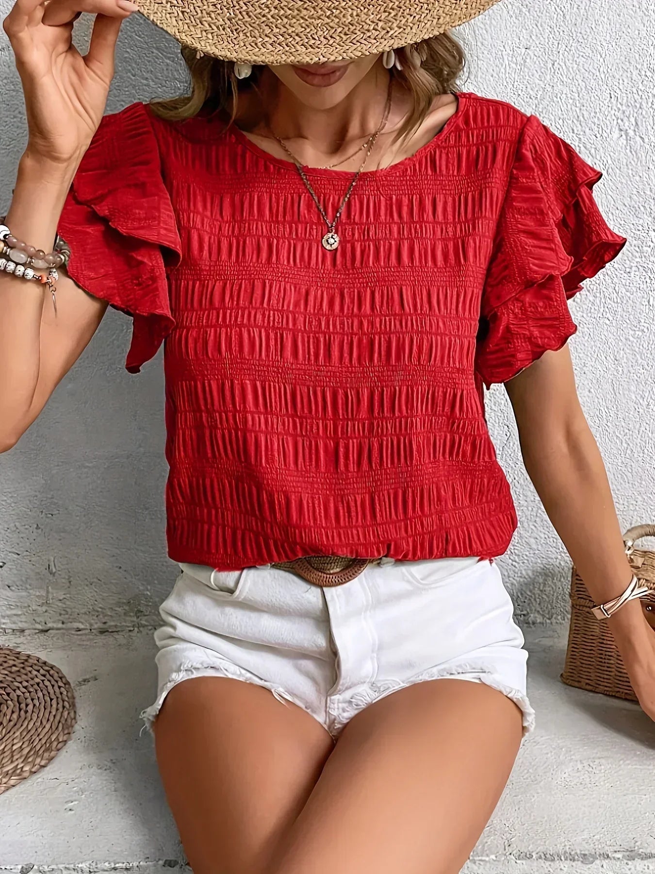 Chic Lightweight Ruffle Sleeve Blouse for Women