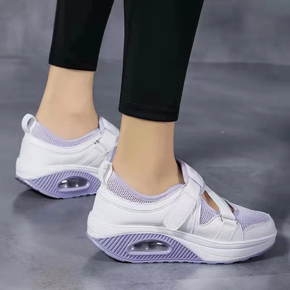 Women’s Breathable Slip On Sneakers with Velcro Strap and Cushioned Sole