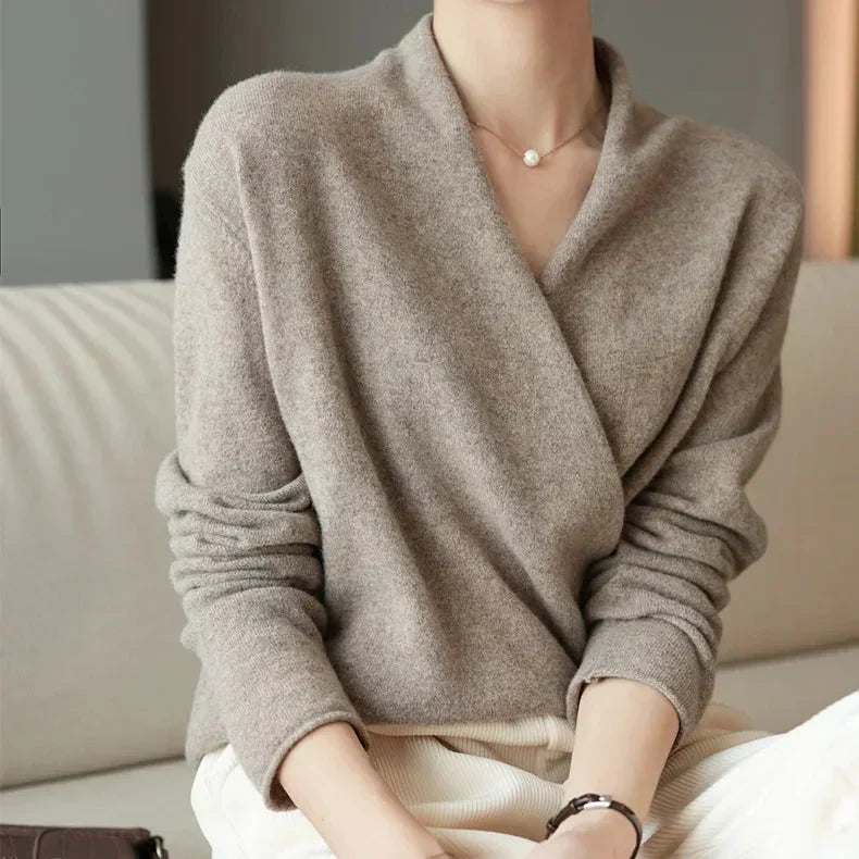 Mabel | Women’s Spring Wrap Neck Knit Top