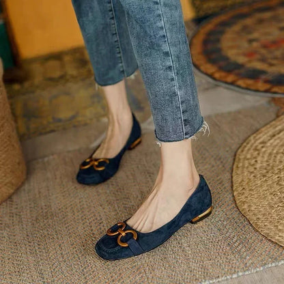 Women’s Orthopedic Ballet Flats with Cushioned Insole and Buckle Detail