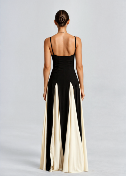 Women’s Strappy Maxi Dress with Contrast Panel