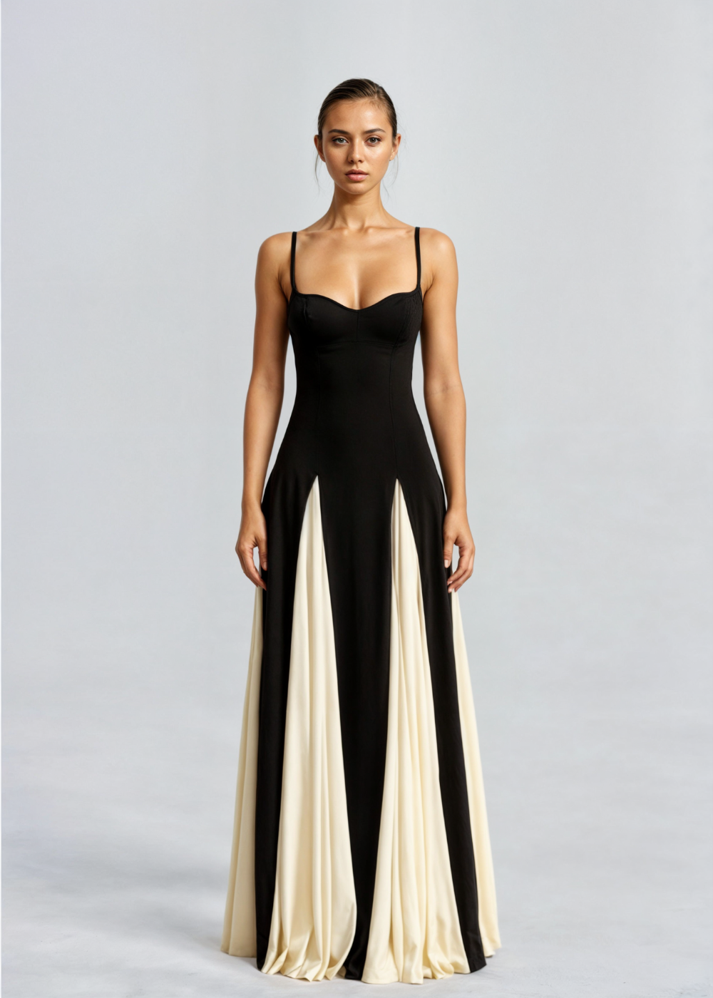Women’s Strappy Maxi Dress with Contrast Panel