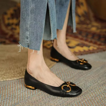 Women’s Orthopedic Ballet Flats with Cushioned Insole and Buckle Detail