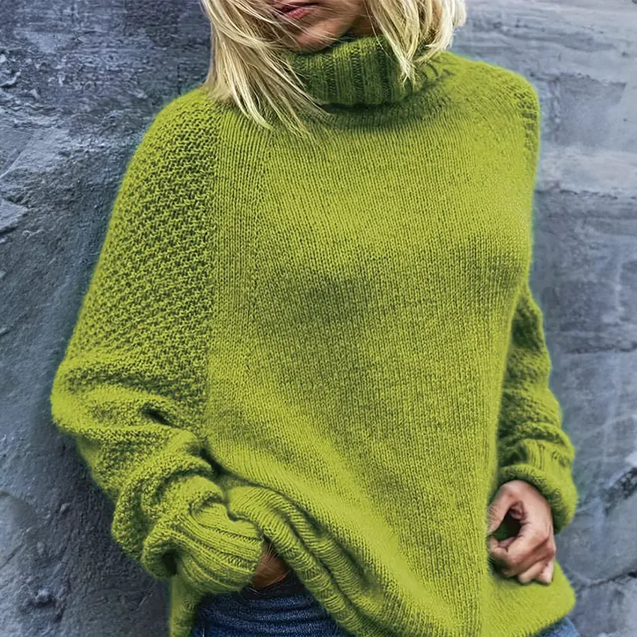 Cozy Oversized Turtleneck Knit Sweater for Women