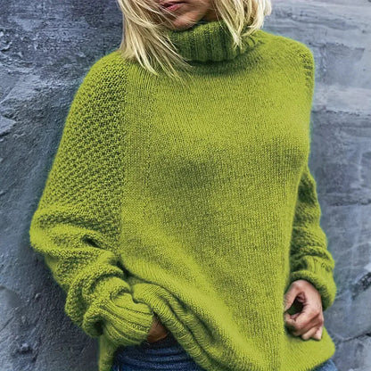 Cozy Oversized Turtleneck Knit Sweater for Women