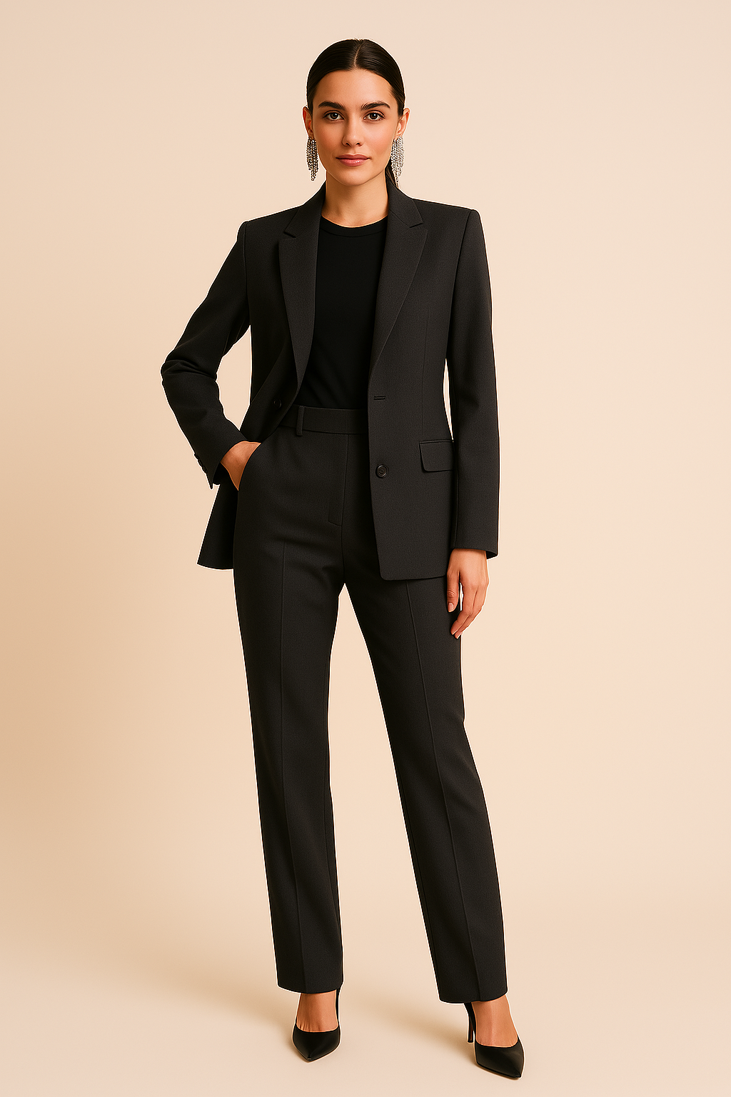 Women's Tailored Blazer & Pleated Pants Set Elegant Two Piece Suit
