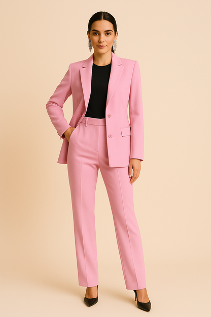Women's Tailored Blazer & Pleated Pants Set Elegant Two Piece Suit