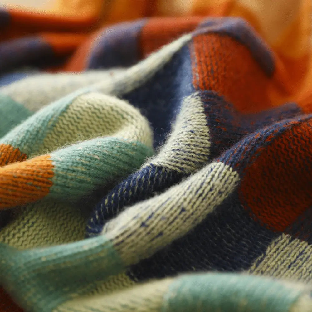 Karierter Strickpullover mit Farbblöcken Winter Damen