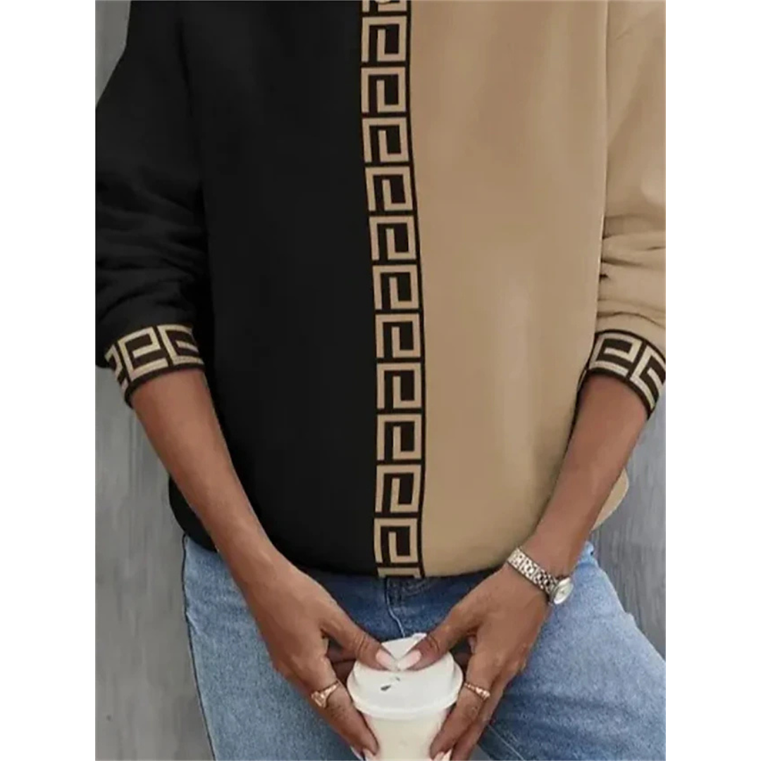 Sweatshirt Mit Geometrischem Muster Und Rundhalsausschnitt Für Damen