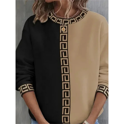 Sweatshirt Mit Geometrischem Muster Und Rundhalsausschnitt Für Damen