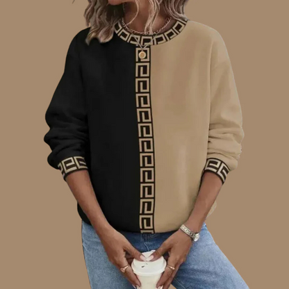 Sweatshirt Mit Geometrischem Muster Und Rundhalsausschnitt Für Damen