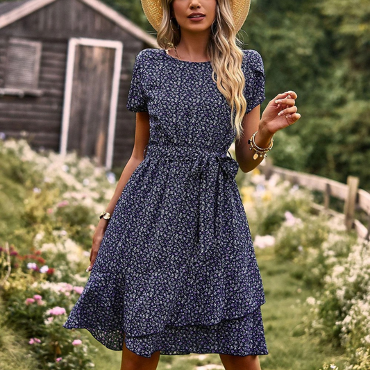 Floral Pleated Dress With Elegant Comfortable Fit for Women