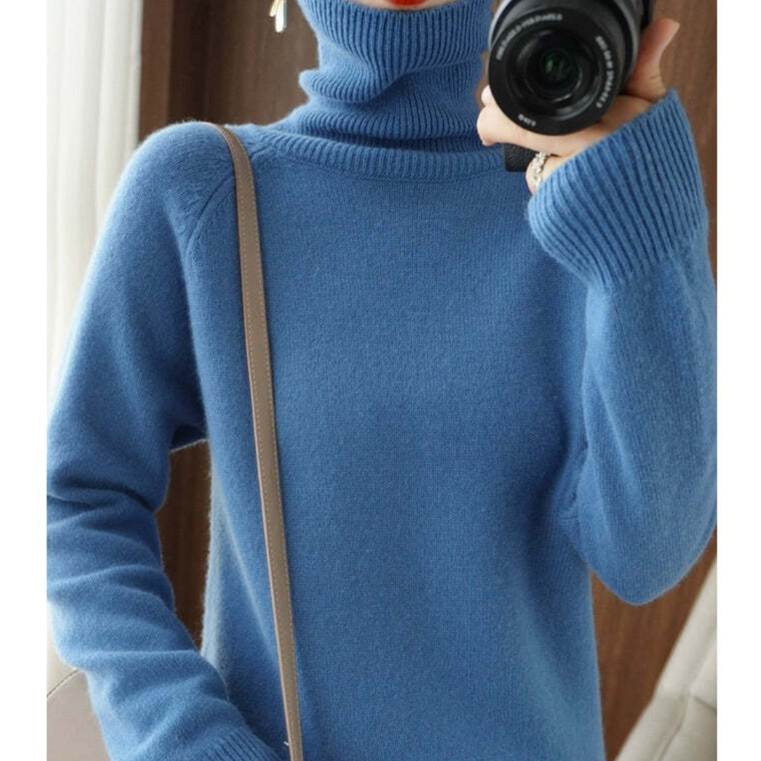 Warmer Rollkragenpullover mit Rippbündchen für Damen