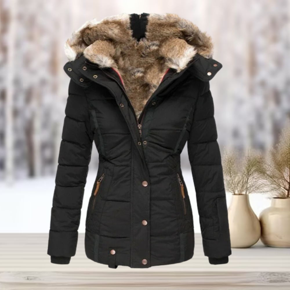 Kunstfell Kapuzen Winterjacke Streetwear Damen