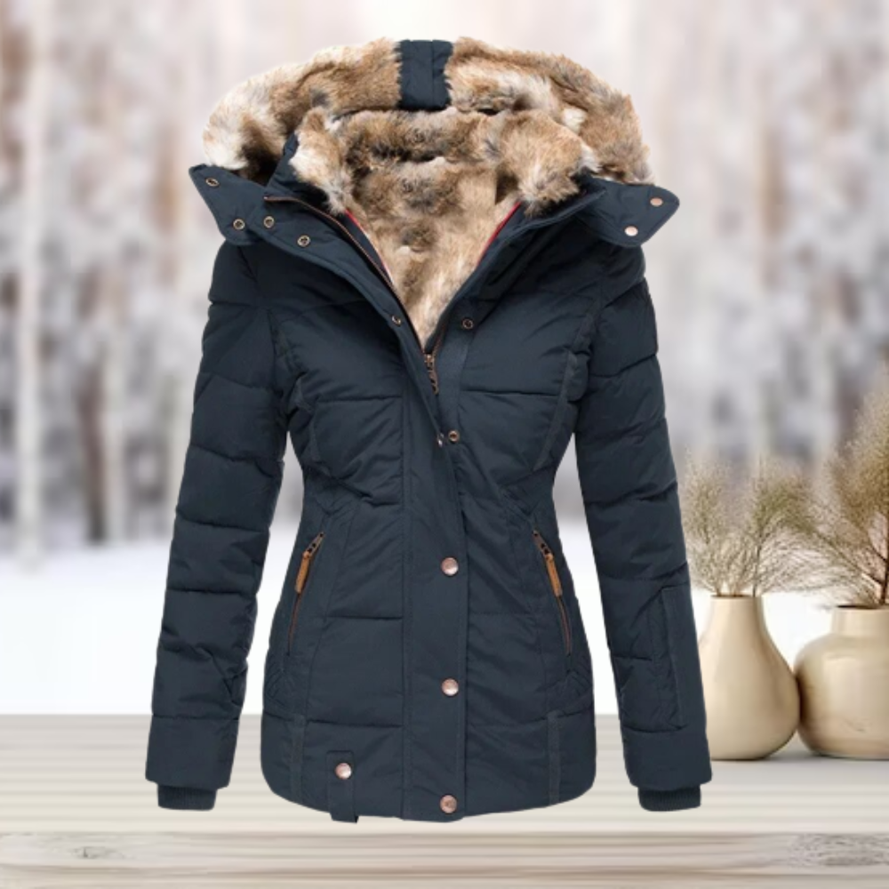 Kunstfell Kapuzen Winterjacke Streetwear Damen
