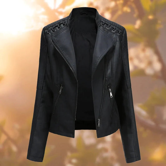 Elegant Vintage Style PU Leather Jacket for Women