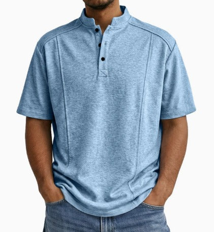 Men's Short Sleeve Henley Shirt with Button Placket