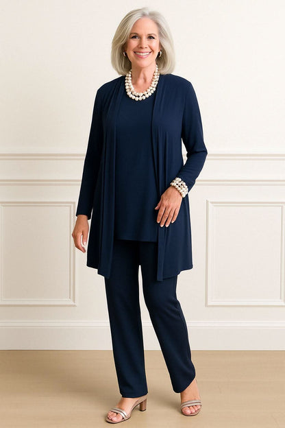 Women's 3 Piece Elegant Set Cardigan Top and Slim Fit Pants Outfit