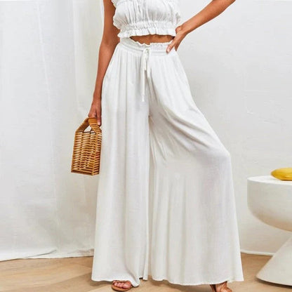 Women’s High Waist Flowy Maxi Skirt with Elastic Waist and Pockets