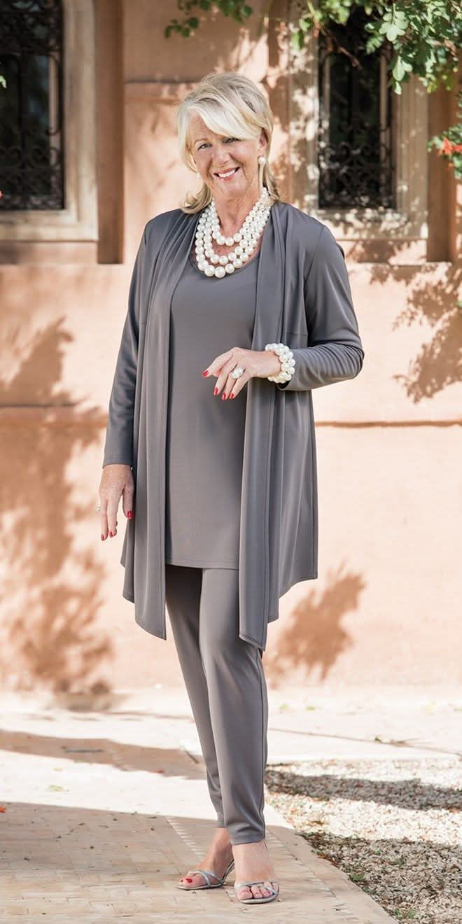 Women's 3 Piece Elegant Set Cardigan Top and Slim Fit Pants Outfit