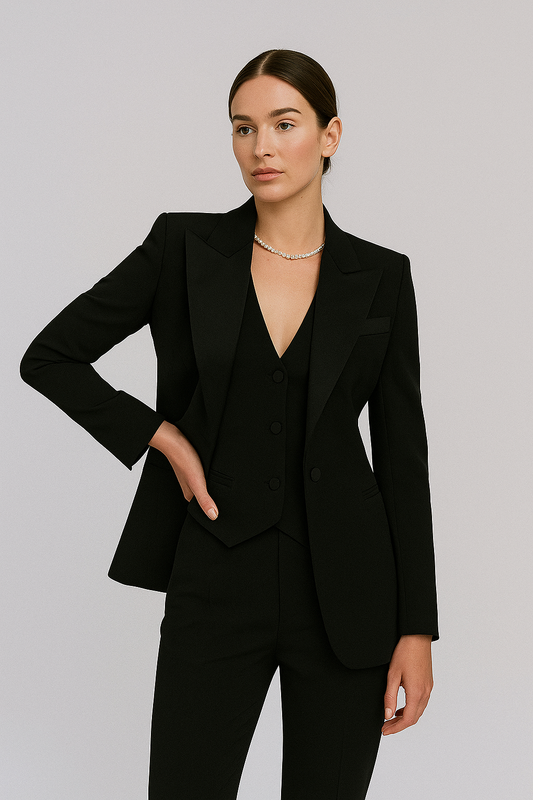 Women's Three Piece Tailored Suit Set Blazer Vest & Pants
