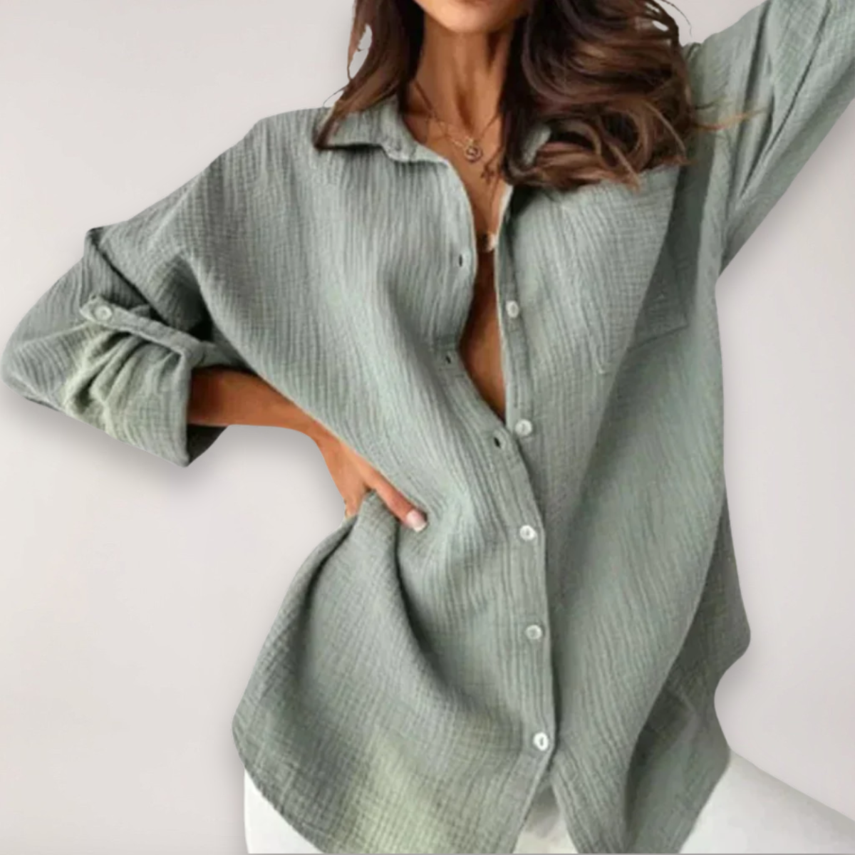Women’s Button Front Roll Up Sleeve Relaxed Fit Summer Shirt