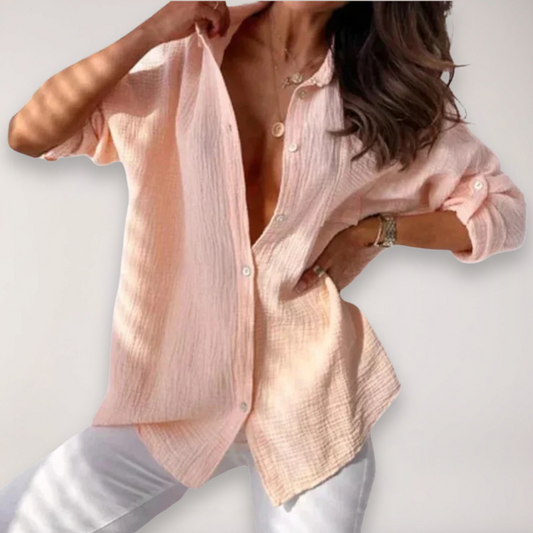 Women’s Button Front Roll Up Sleeve Relaxed Fit Summer Shirt