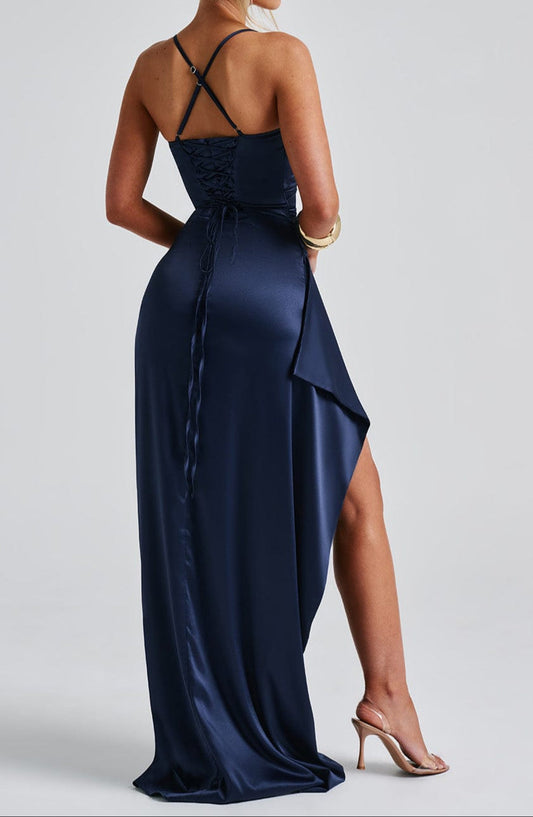 Women's Strappy High Slit Maxi Dress with Slim Fit