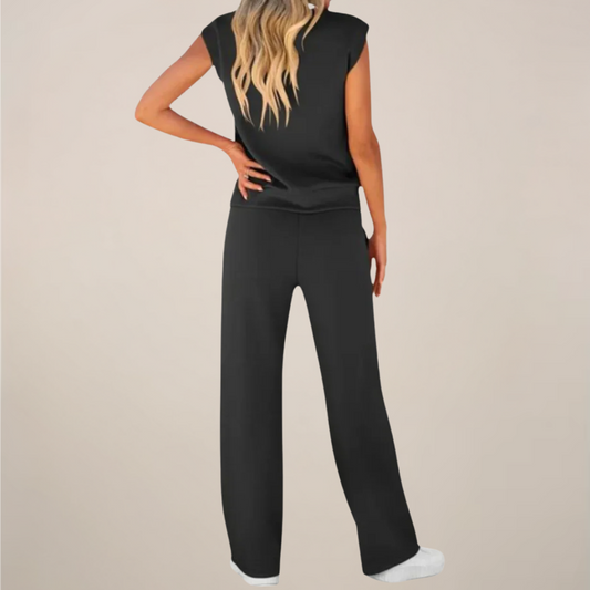 Women's Relaxed Drawstring Pants Set Sleeveless Top Casual Spring Two Piece Outfit